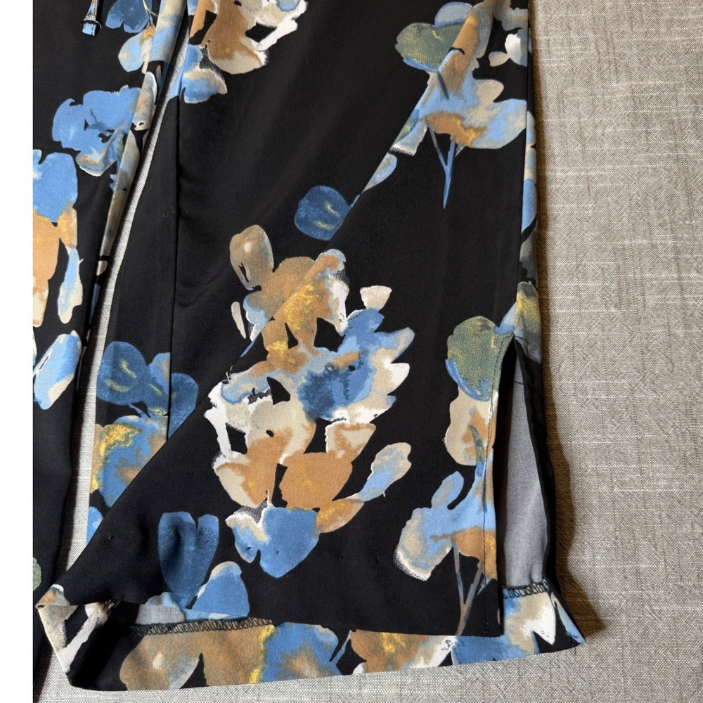 Jules & Leopold Floral Wide Leg Pull On Crop Pants Black Blue CHU24829 Small - Picture 2 of 10